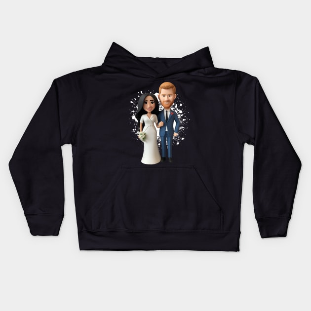 Prince Harry And Meghan Markle Kids Hoodie by k9-tee